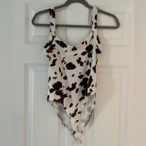 Brown Cow Print Bodysuit